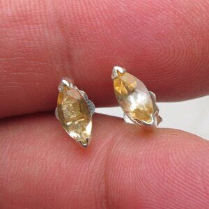 *925 Sterling Silver Genuine Citrine Earring Studs